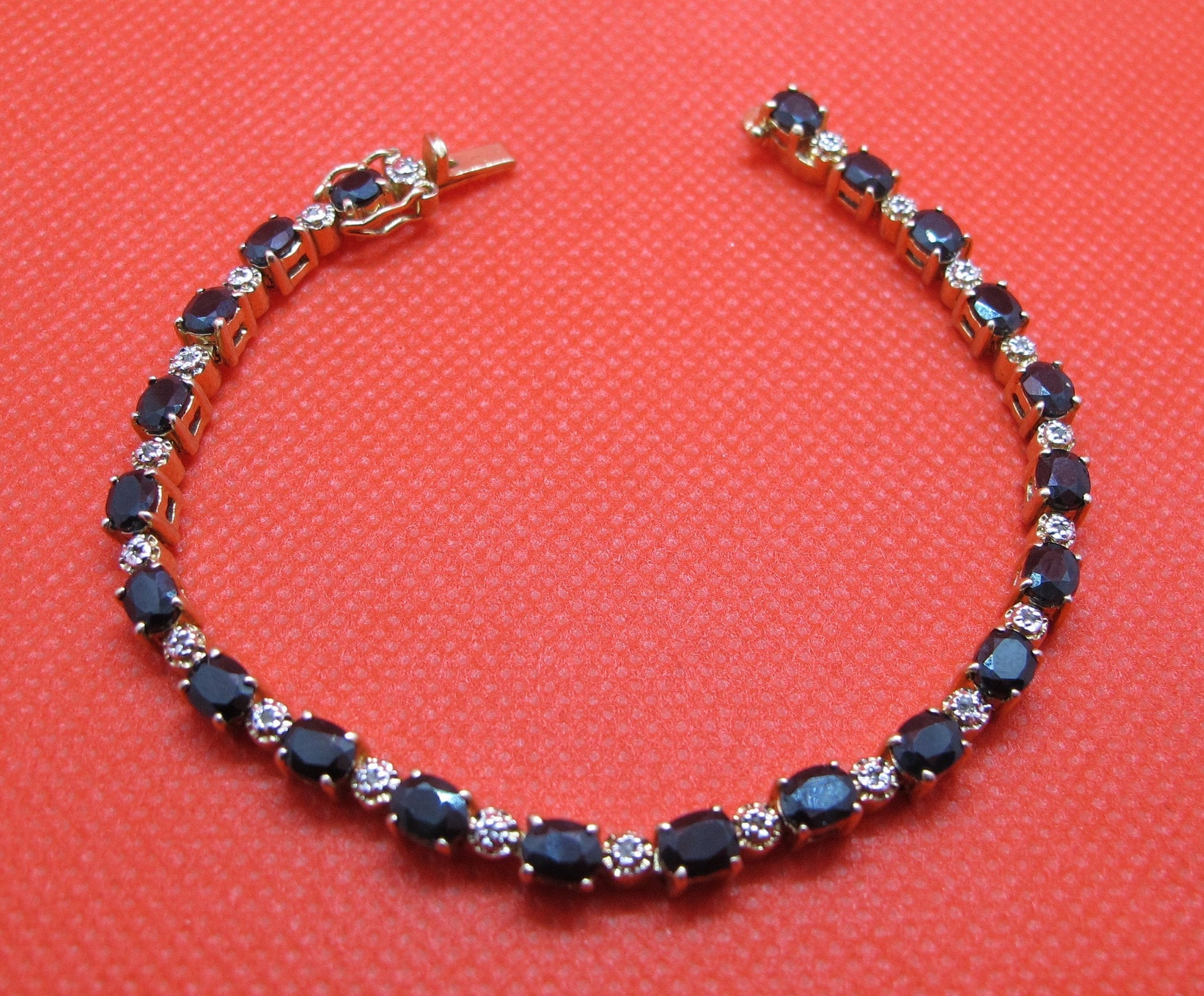 Vintage Gold Vermeil Bracelet With Black Oval Gemstones in Etsy