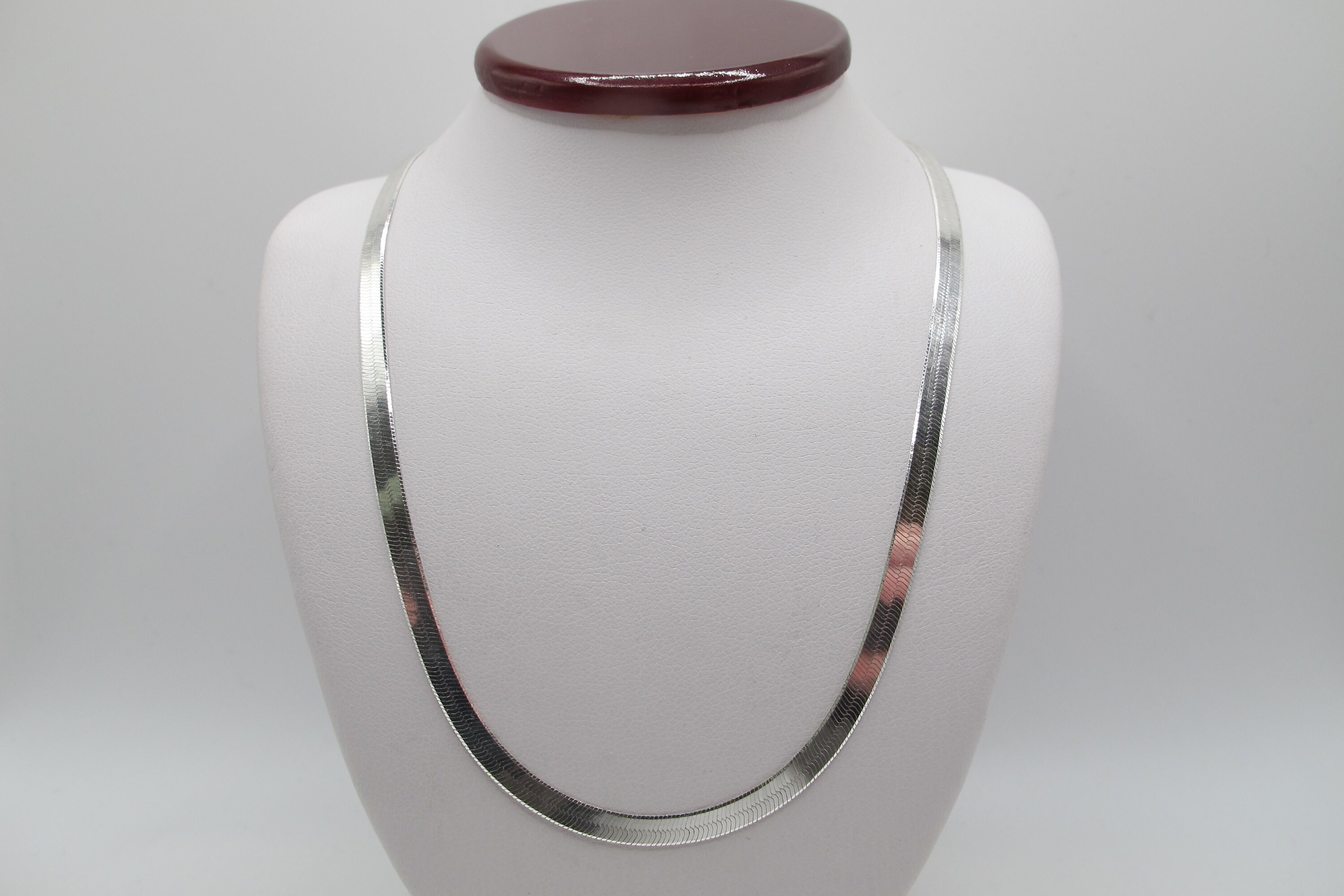 Vintage Sterling Silver Flat Chain Necklace Marked 925 Italy Etsy