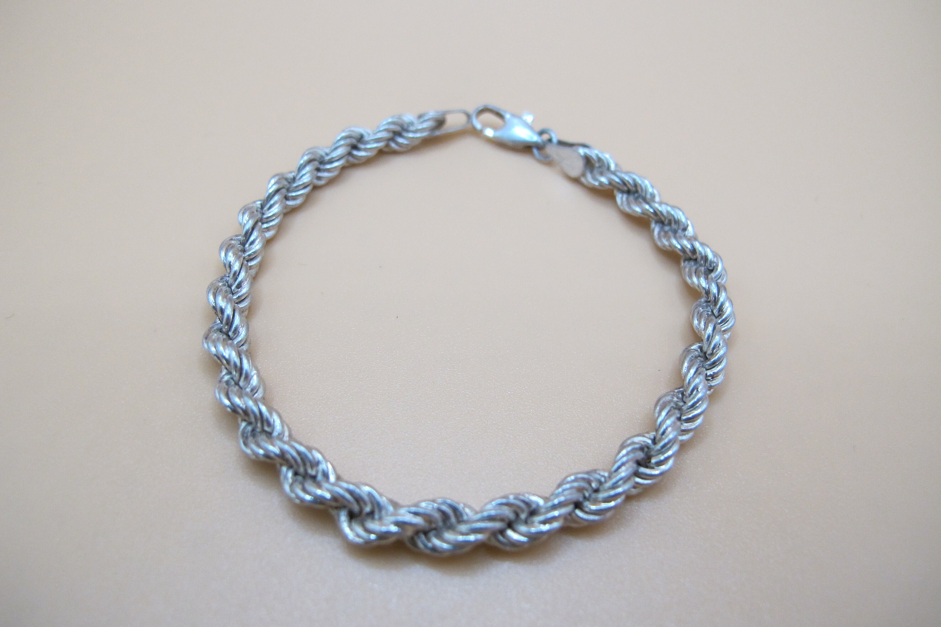 Vintage Sterling Silver Rope Bracelet Marked 925 Italy Etsy