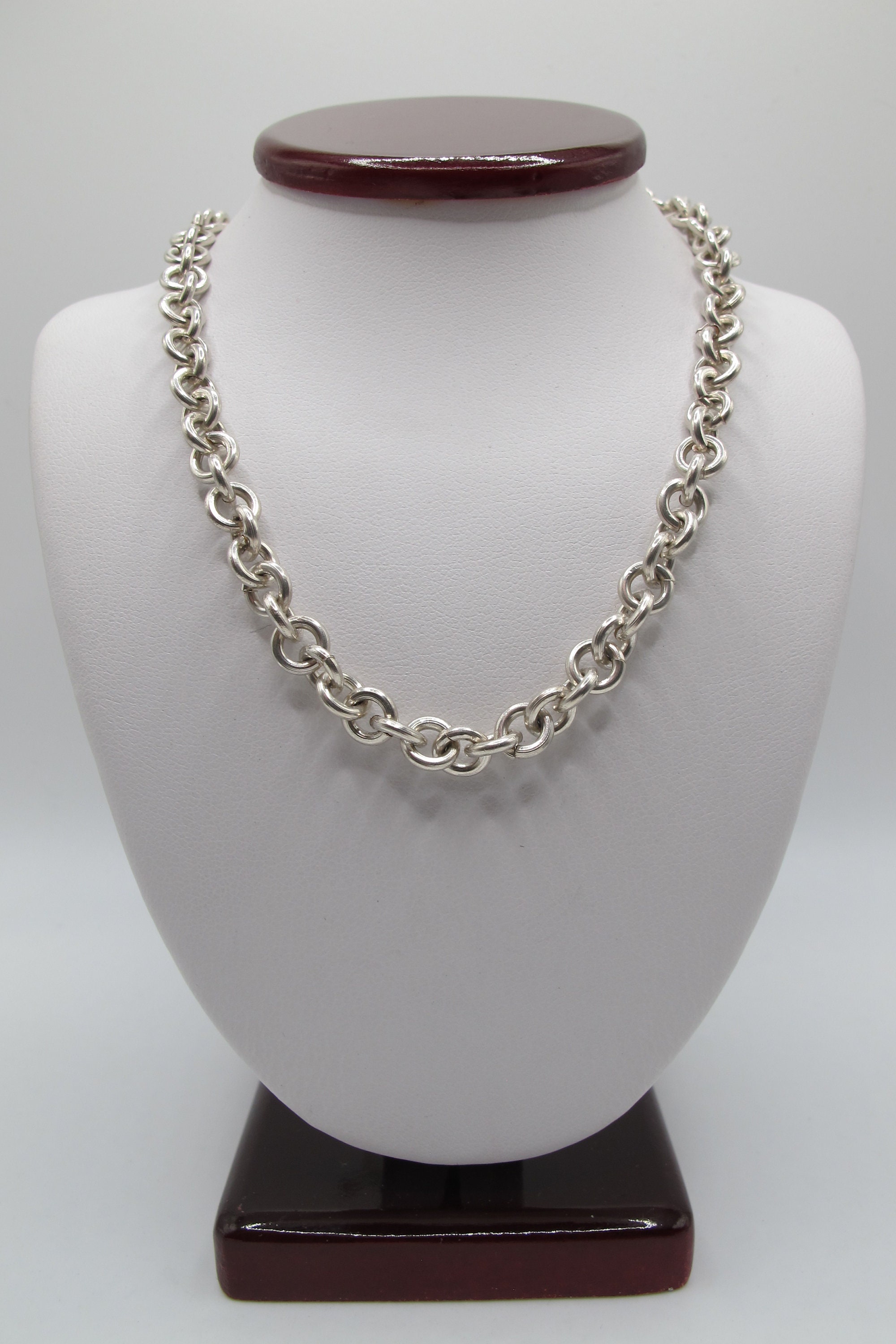 Vintage Sterling Silver Heavy Links Toggle Clasp Necklace Etsy