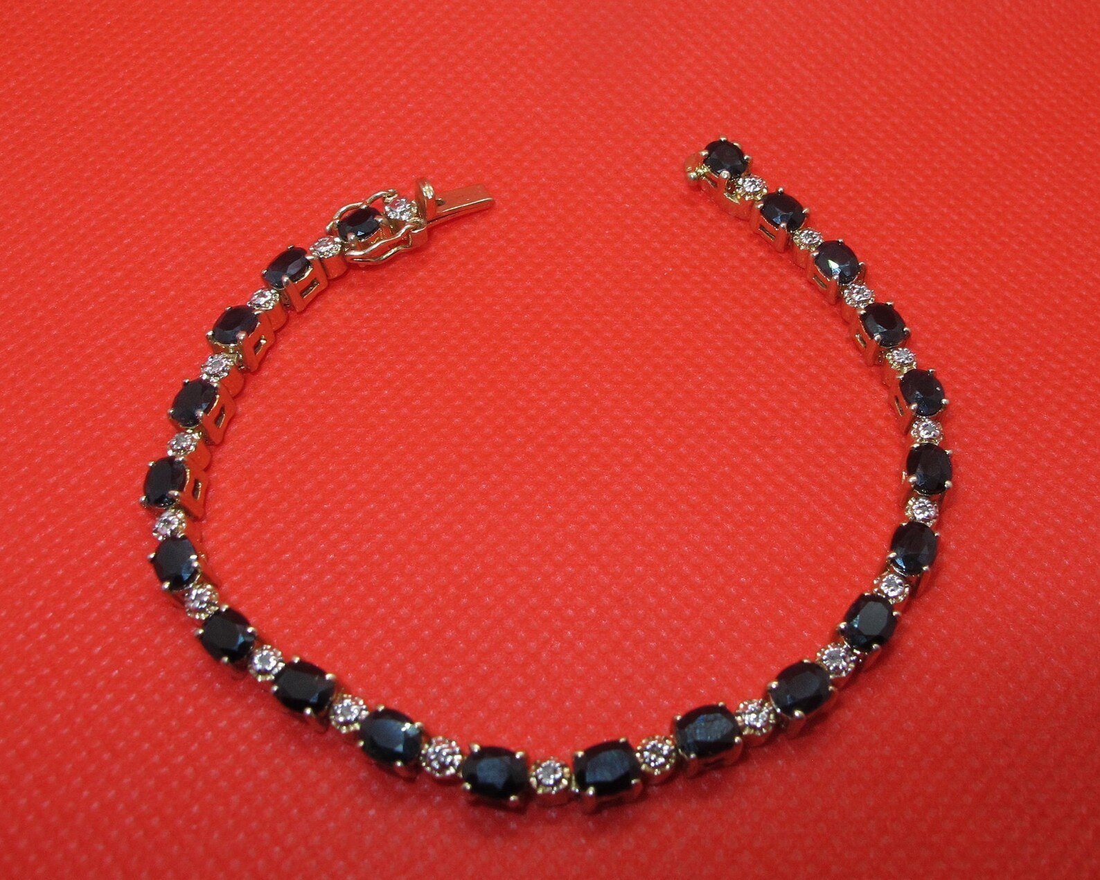 Vintage Gold Vermeil Bracelet With Black Oval Gemstones in Etsy