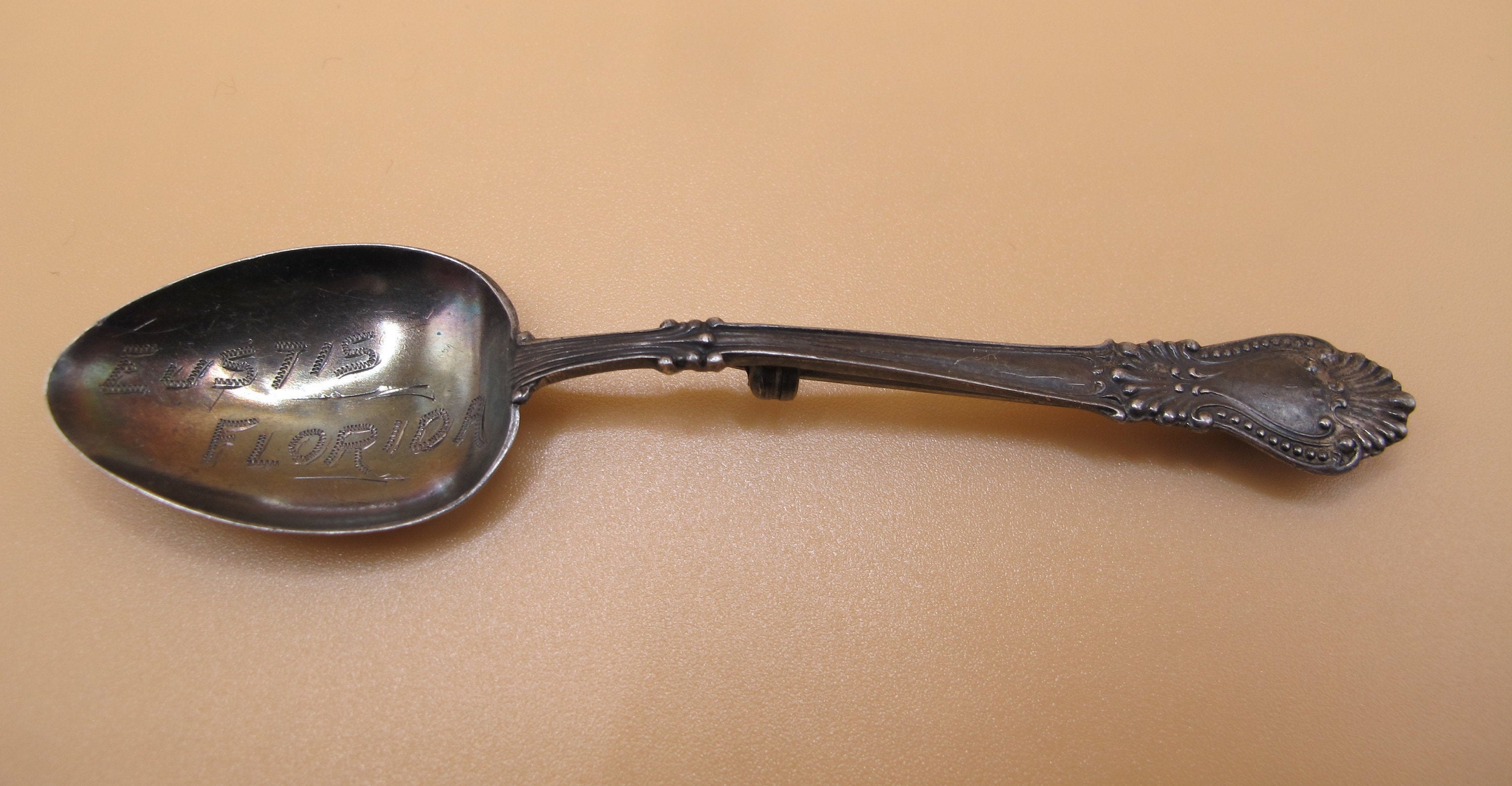 Vintage Sterling Silver Spoon Pin Brooch With Wording Eustis Etsy