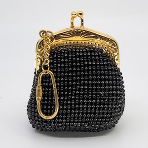 Vintage mini UNBRANDED mesh coin pouch / purse on keychain