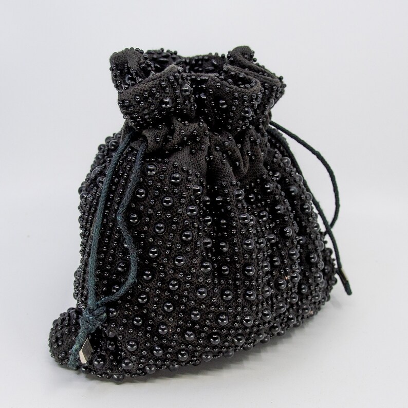 Vintage Bubble Beaded REVERSIBLE Drawstring Back - Black Colour ...