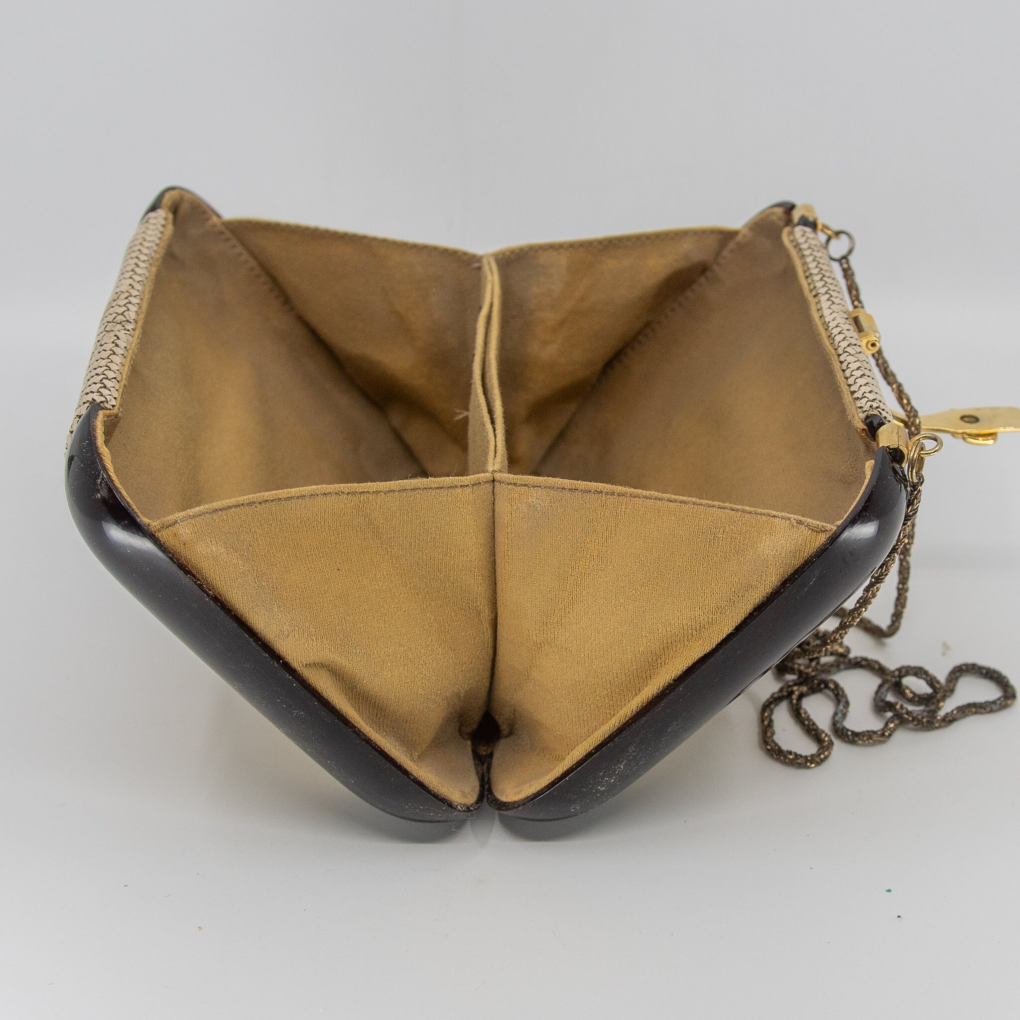 Vintage Hard Shell GLOMESH Branded Bakelite & Mesh Crossbody Bag Rare