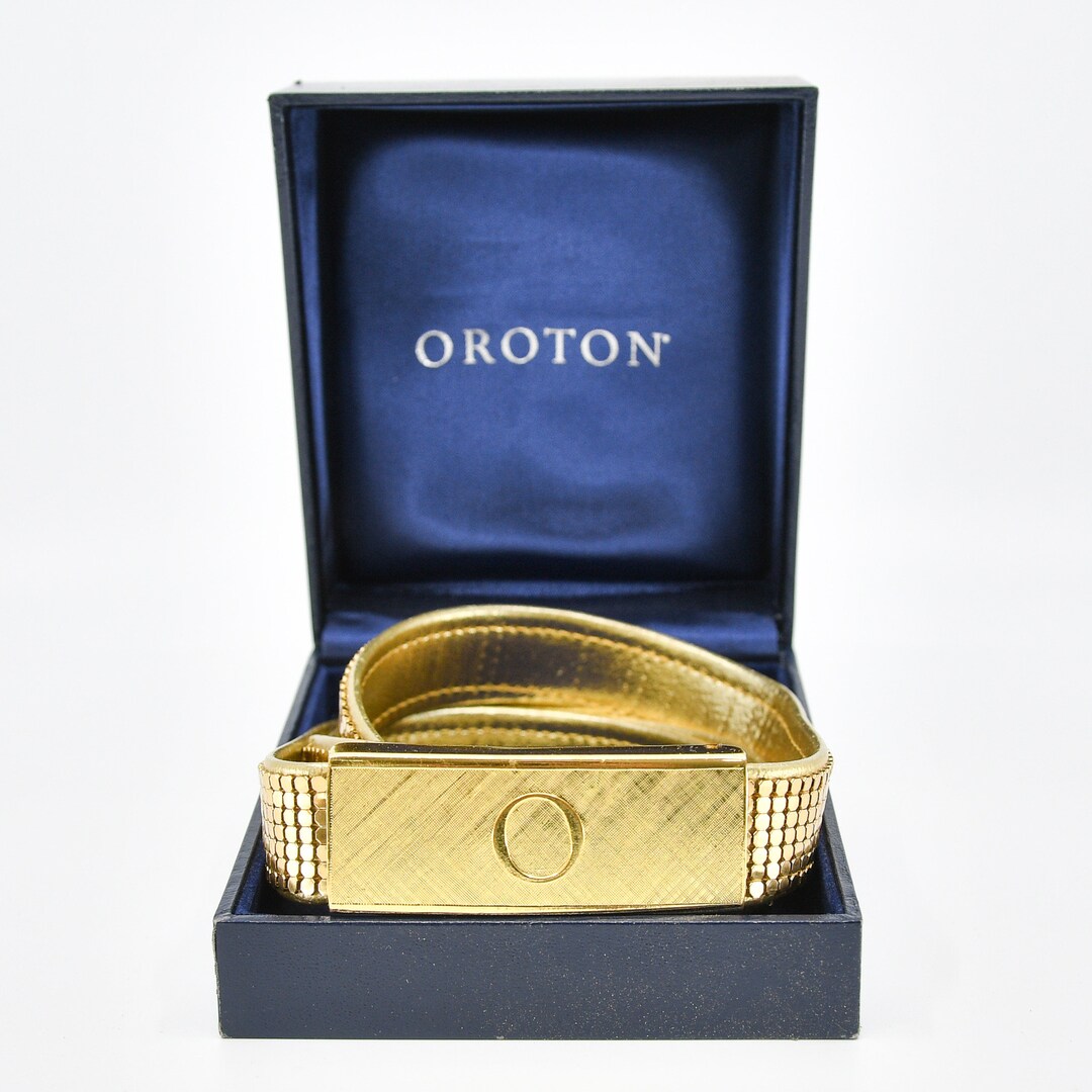 Vintage OROTON Mesh Belt Gold Colour Boxed Adjustable Etsy