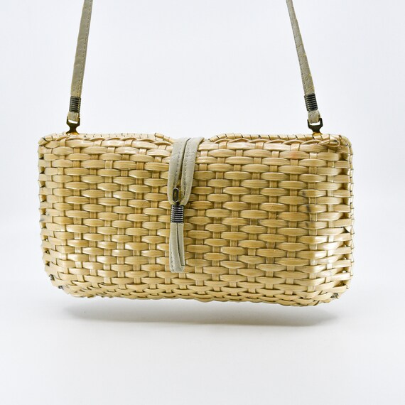 Vintage Rattan / Wicker hard shell 1980s handbag - cr… - Gem