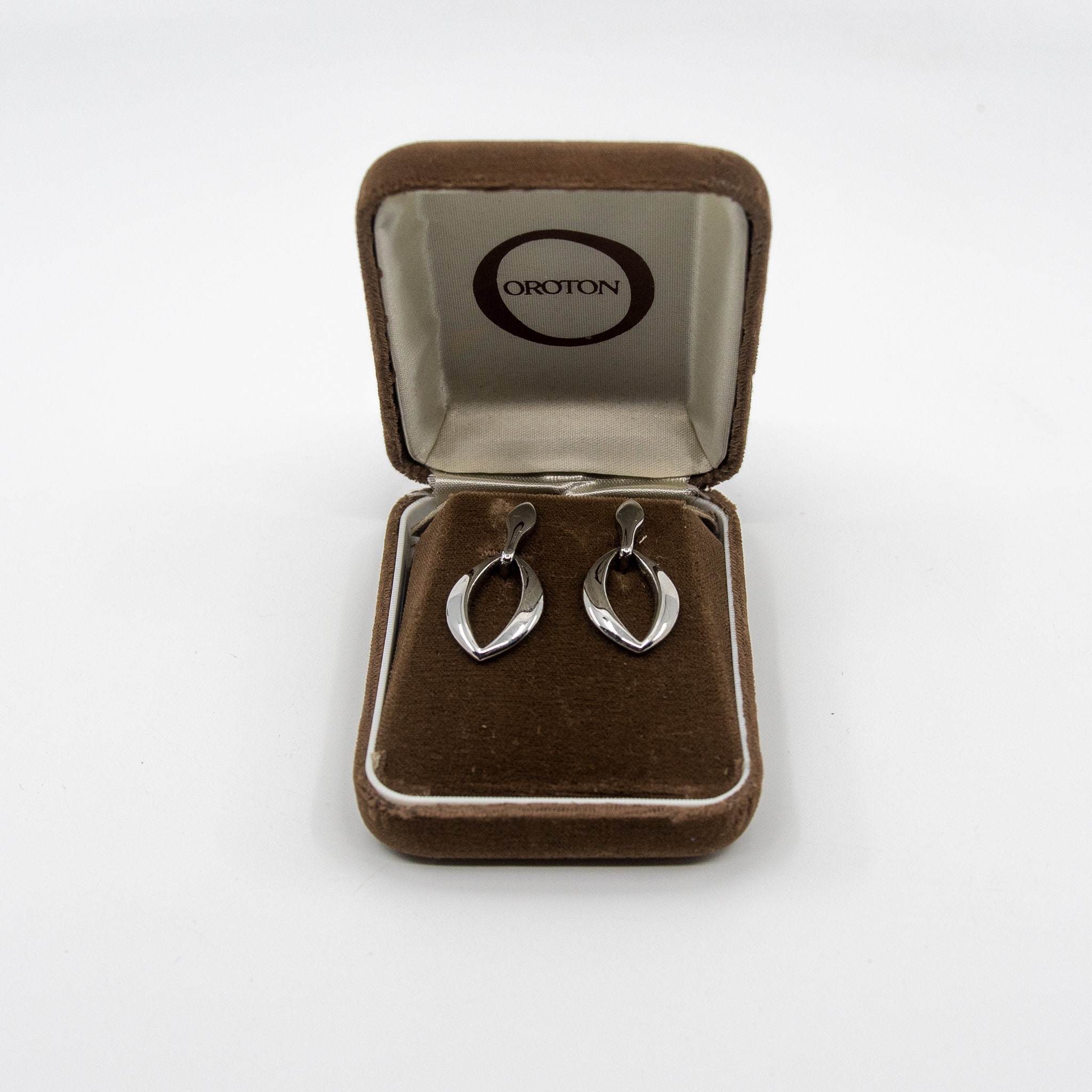 Vintage OROTON Earrings Clip on Silver Colour in Original