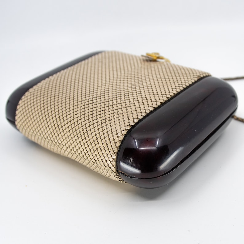 Vintage Hard Shell GLOMESH Branded Bakelite & Mesh Crossbody Bag Rare