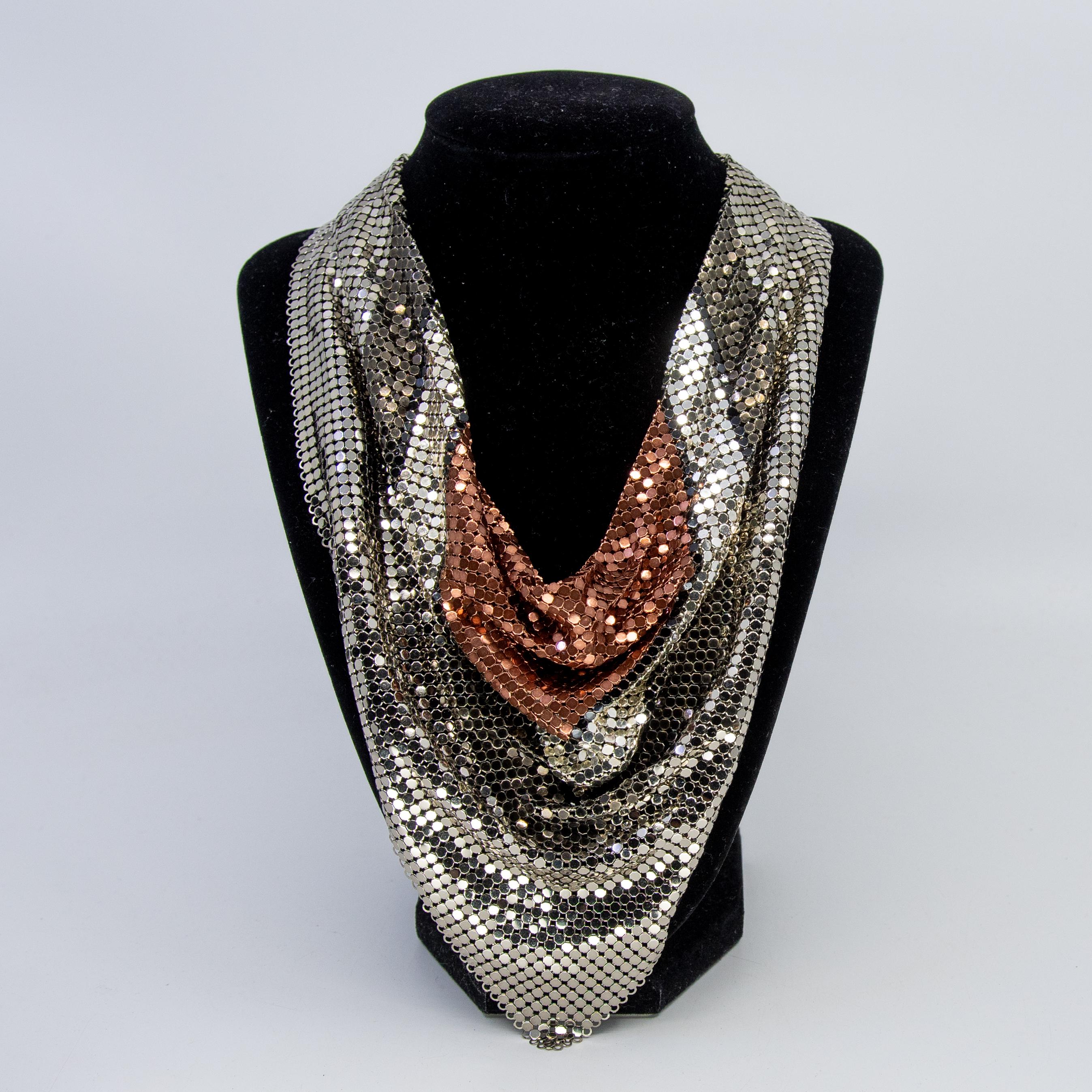 Vintage Gold Tone Snake Necklace by Whiting Davis. Adjustable Choker L