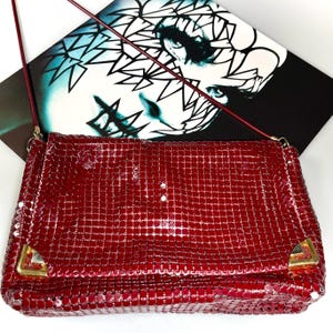 Bolso bandolera semidesgarbado GLOMESH vintage, color burdeos, década de 1980
