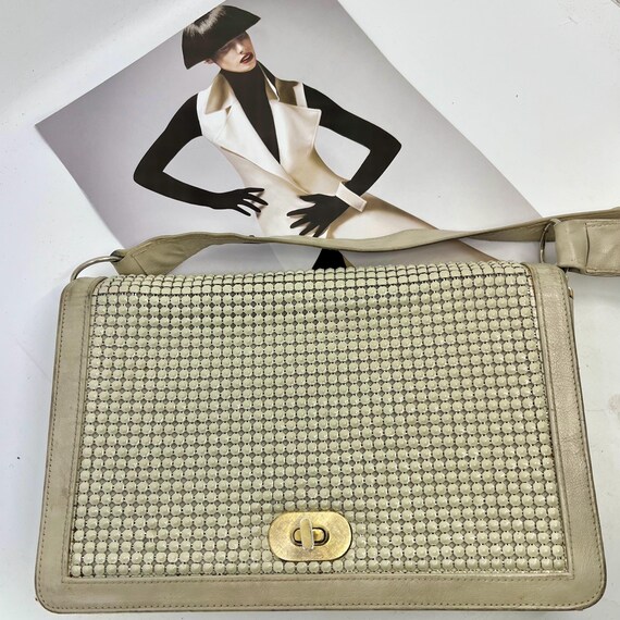 Vintage GLOMESH Leather (?) and Mesh Shoulder Bag - Adjustable 