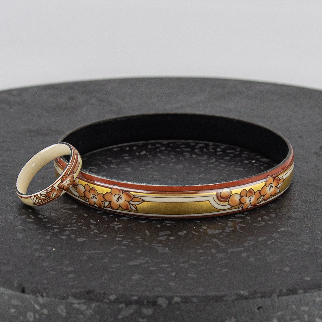 Bracelet Rigide Plaque Or émaillé Michaela Frey - Bijou Vintage - Occasion Avec Défauts D'ancienneté
