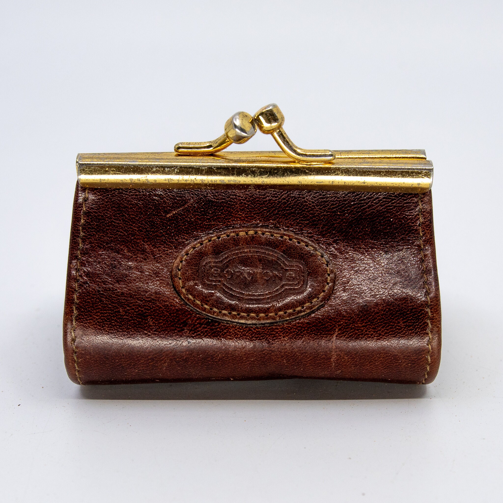 Vintage OROTON Leather Mini Coin Purse Pouch Brown Colour Kiss Lock Closure Etsy UK