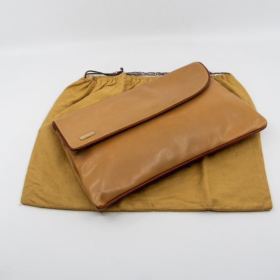 Vintage OROTON Genuine Leather Clutch Made in Italy Original Florence Dust Bag Tan Colour With Brown Trim Likely C1970s Etsy Ireland