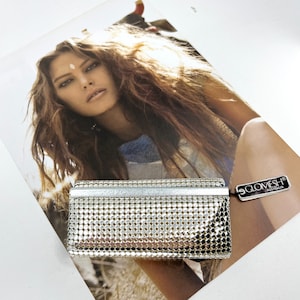 porte-clés vintage GLOMESH en argent - repliable avec fermeture à bouton-pression - dans la boîte d'origine - c1980s
