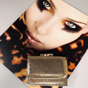 Vintage GLOMESH branded ladies purse / wallet - gold colour - coin and notes sections - c1980s