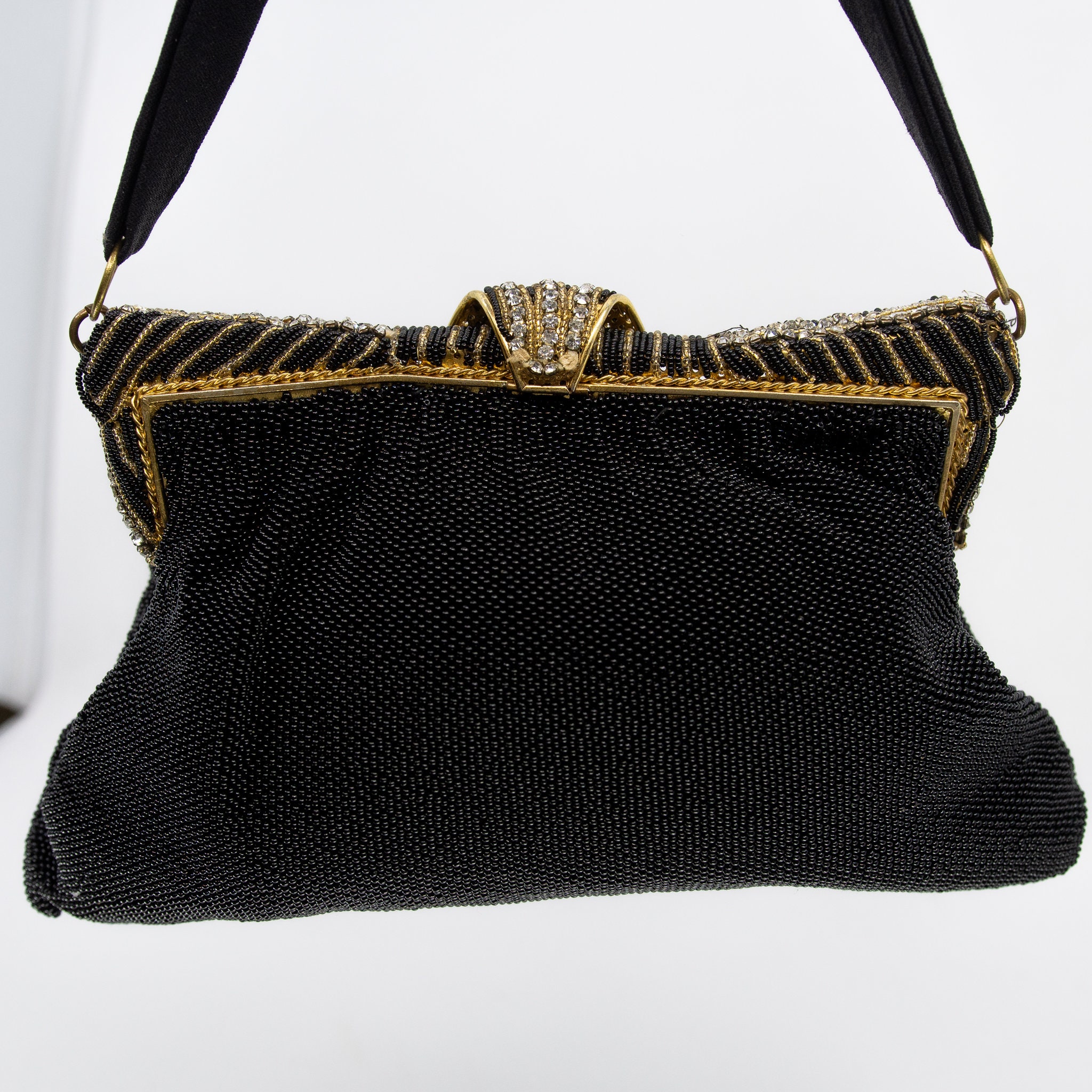 Vintage hand made in FRANCE micro beaded bag with intricate