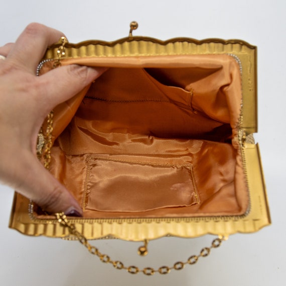 Vintage WHITING & DAVIS gold mesh evening handbag… - image 7