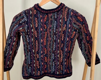 Vintage kids / toddler COOGI knit jumper - unisex colour - long sleeve - round neckline - thick and warm