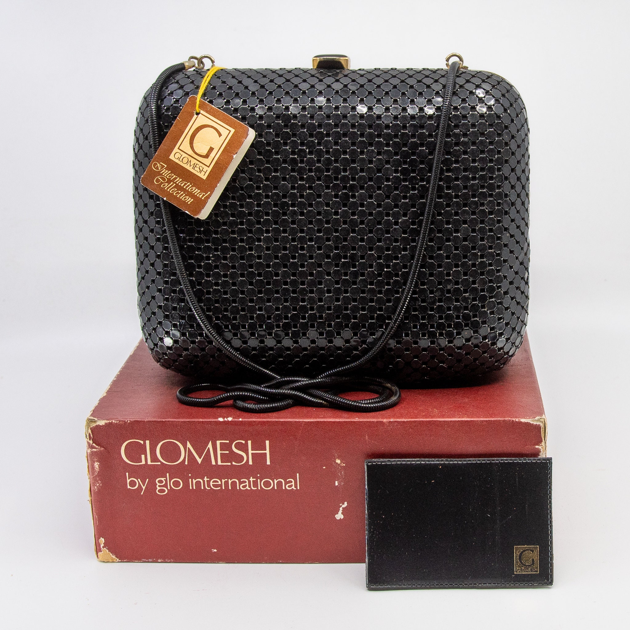 Vintage GLOMESH Hard Shell Case Ladies Handbag Black With Gold Accents Comes in Original Box With Mirror and Tags C1980s Etsy Australia
