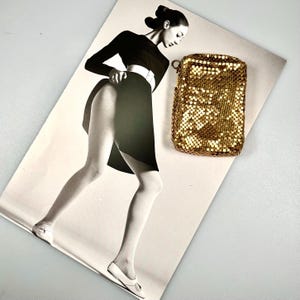 Vintage 1960s OROTON soft gold mesh cigarette case / holder - with brochure