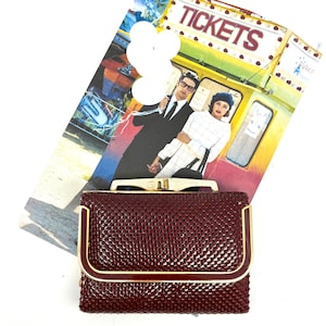 sac à main à trois volets en maille bordeaux et or de marque GLOMESH vintage - belle condition vintage - c1980s