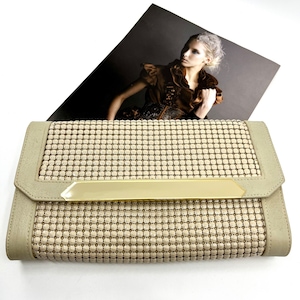 Vintage GLOMESH Umhängetasche aus Leder und Netzgewebe - kann in eine Clutch umgewandelt werden - in Originalverpackung - um 1980er Jahre - sehr schöner Vintage-Zustand - passt ein iPhone