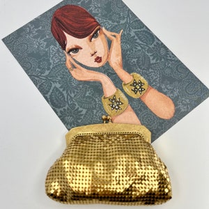 Vintage OROTON branded mini coin purse / pouch - gold tone - c1970s - perfect trinket or coin holder