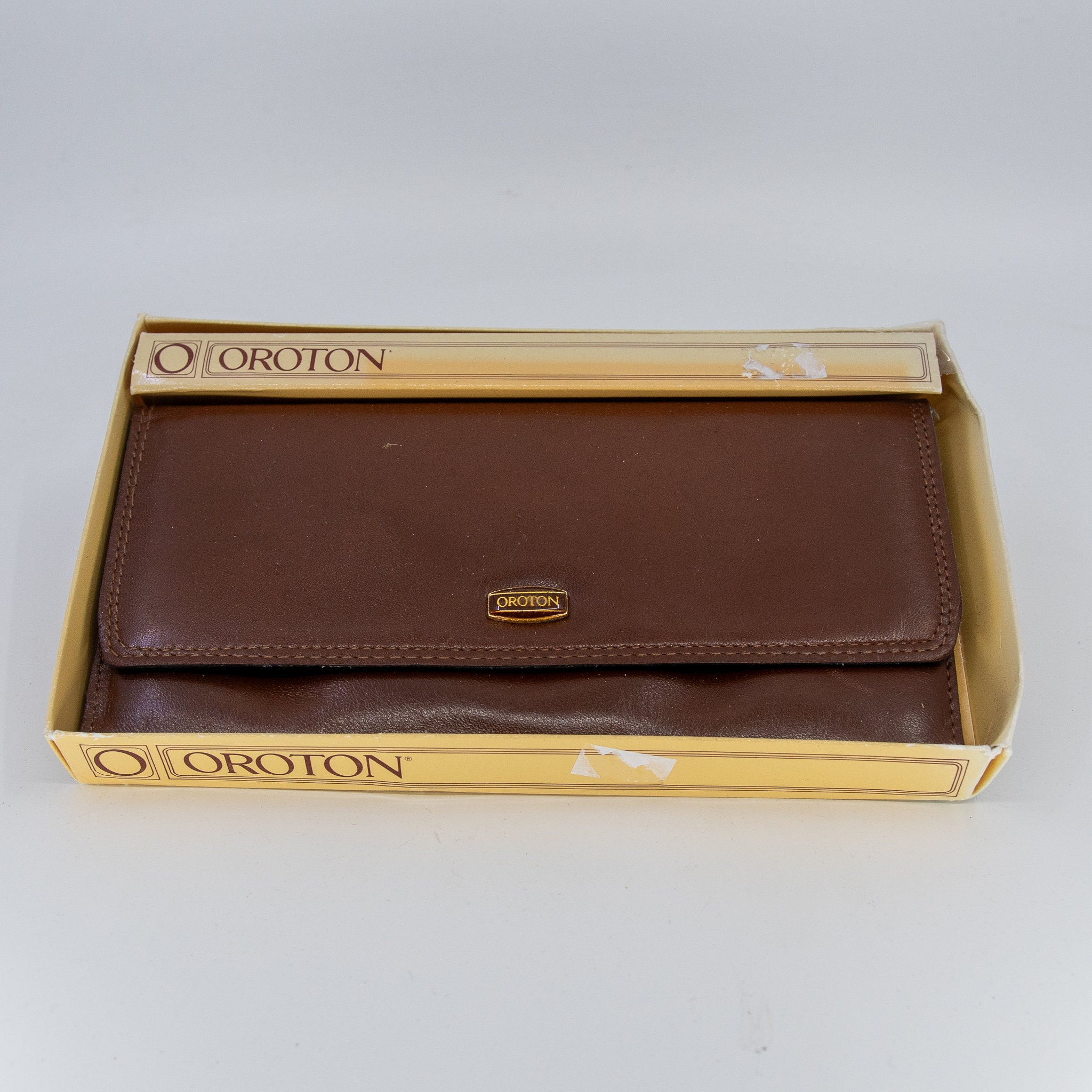 Vintage OROTON Purse Wallet Genuine Brown Leather Coin Card and Notes Sections C1970s Unisex Etsy UK