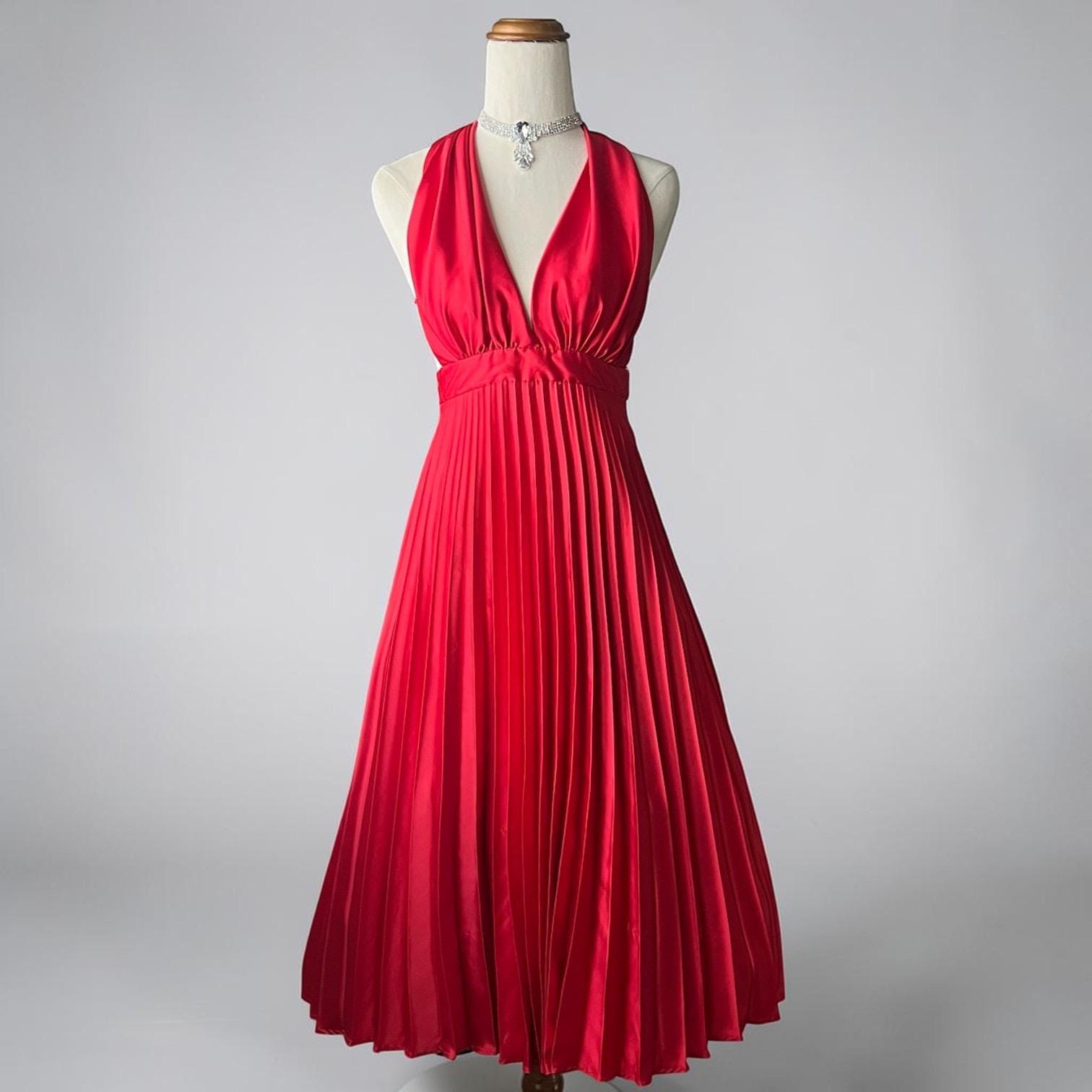 slim fit dress slacks 1970s Mignon Red Lame Gold Halter Dress – Shrimpton Couture main image 1