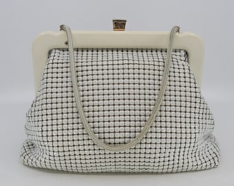 Vintage GLOMESH off white evening handbag - c1970s