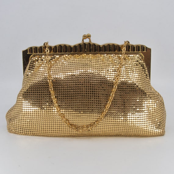 Vintage WHITING & DAVIS gold mesh evening handbag… - image 2