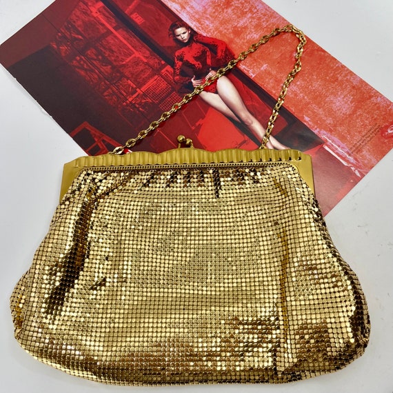 Vintage WHITING & DAVIS gold mesh evening handbag… - image 1
