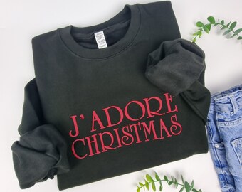 Embroidered Christmas Sweatshirt J'adore Christmas - Etsy