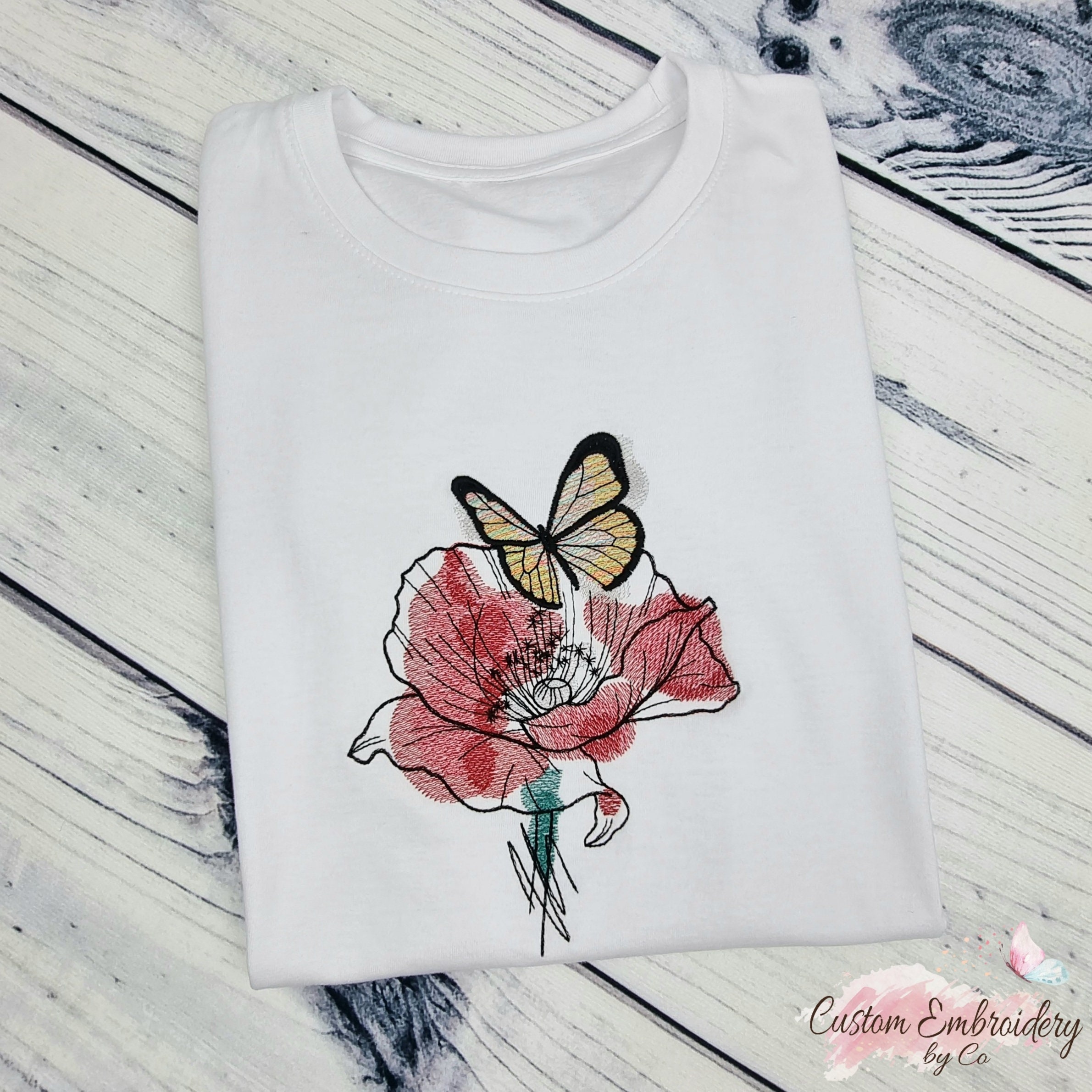 Embroidered T-shirt Custom Embroidery Tee Personalised Gift | Etsy