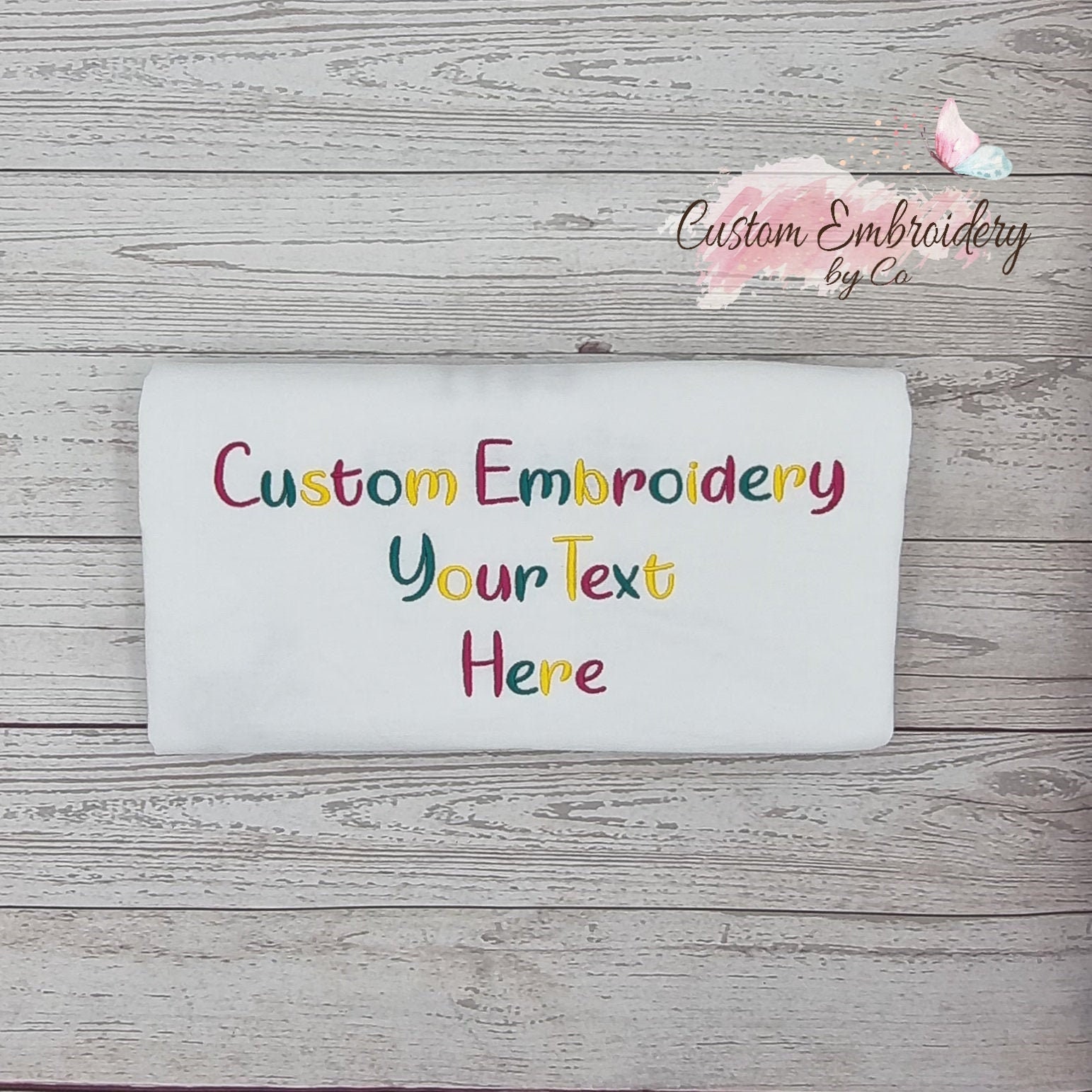 Custom Embroidery Personalised Embroidered Tshirt Your Text Etsy