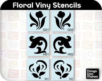 Vinyl Stencil, Floral Motives, Stencil for Painting, Stencil for Spray Paint, SKU:GHI