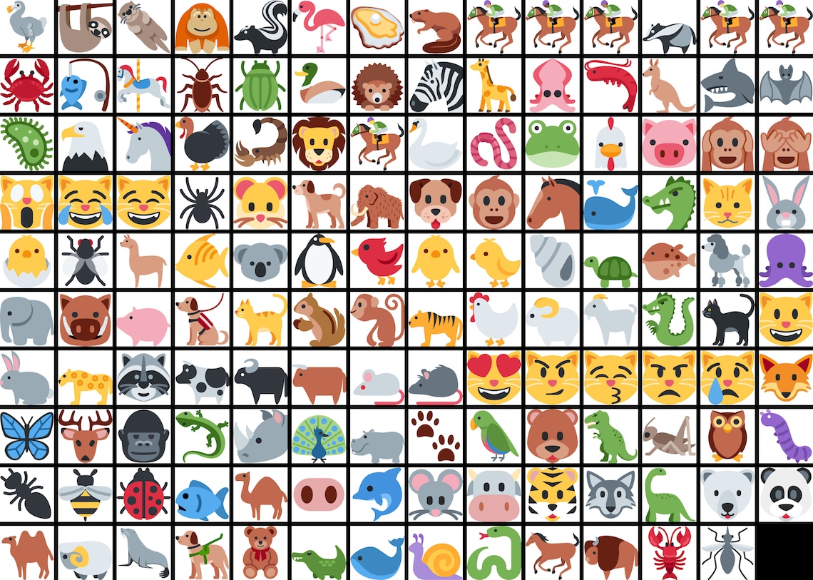 Animal Emojis Bundle, Official Emojis, SVG, Png, Pdf, Jpg. Emoji Cut