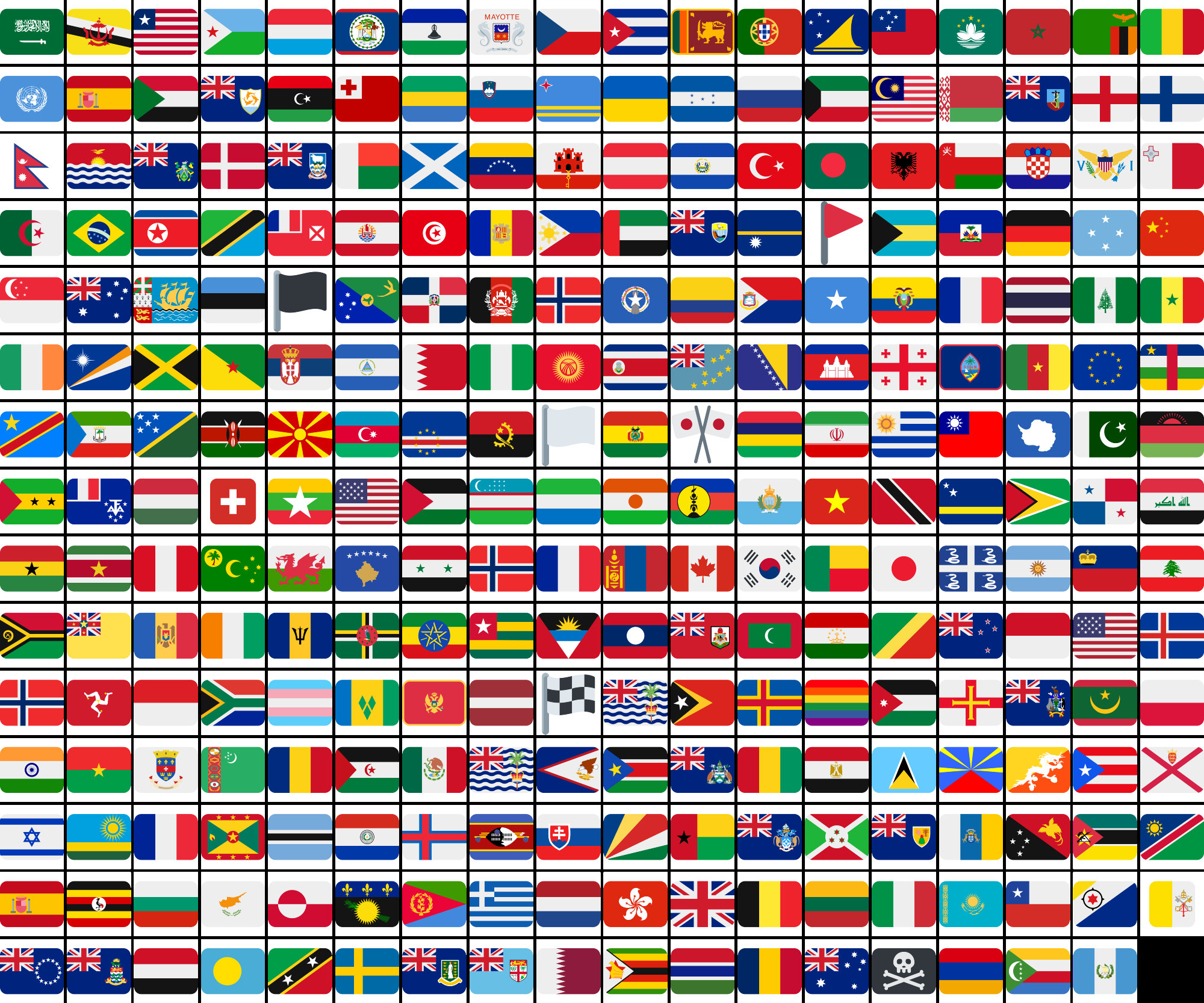 Flags of the World Emojis Bundle, ALL Official Country Flag Emojis Plus