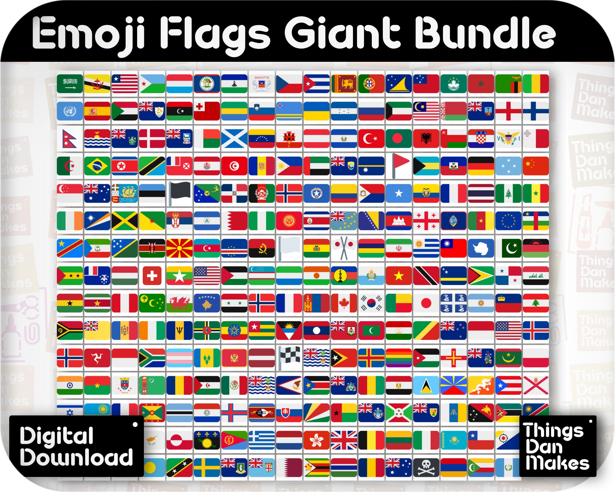 Flags Of The World Emojis Bundle ALL Official Country Flag Etsy Australia