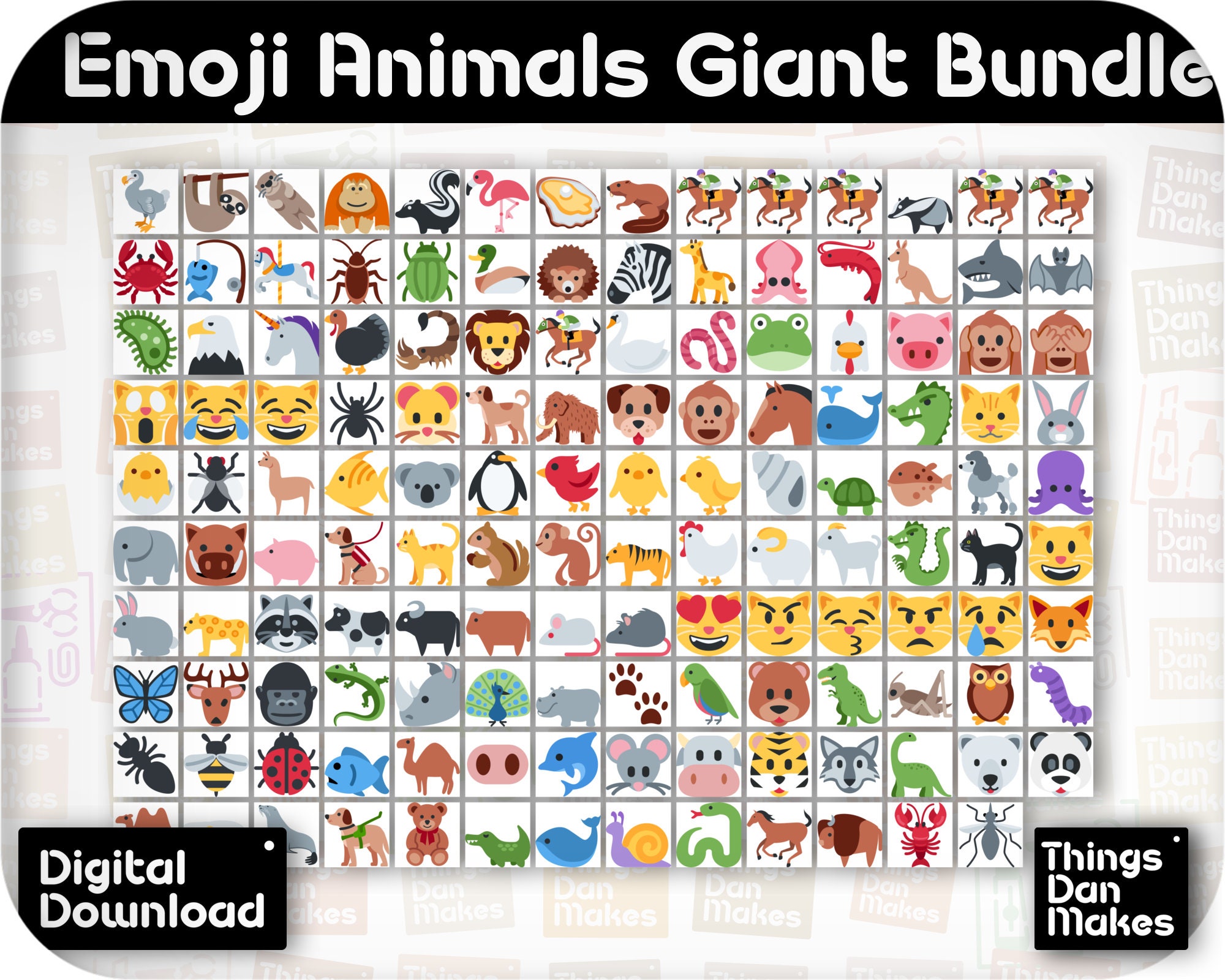 Animal Emojis Bundle, Official Emojis, SVG, Png, Pdf, Jpg. Emoji Cut Files. Etsy