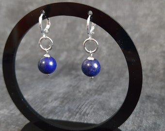 Boucles d'oreilles pendantes lapis lazuli, bijoux en pierre naturelle, série design,,iris,,