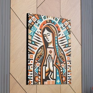 Envoltura de la galería de lienzos de Nuestra Señora de Guadalupe, impresión de lienzo Art Déco de la Virgen María, arte religioso de la pared de la Madre Católica María, regalos de Navidad