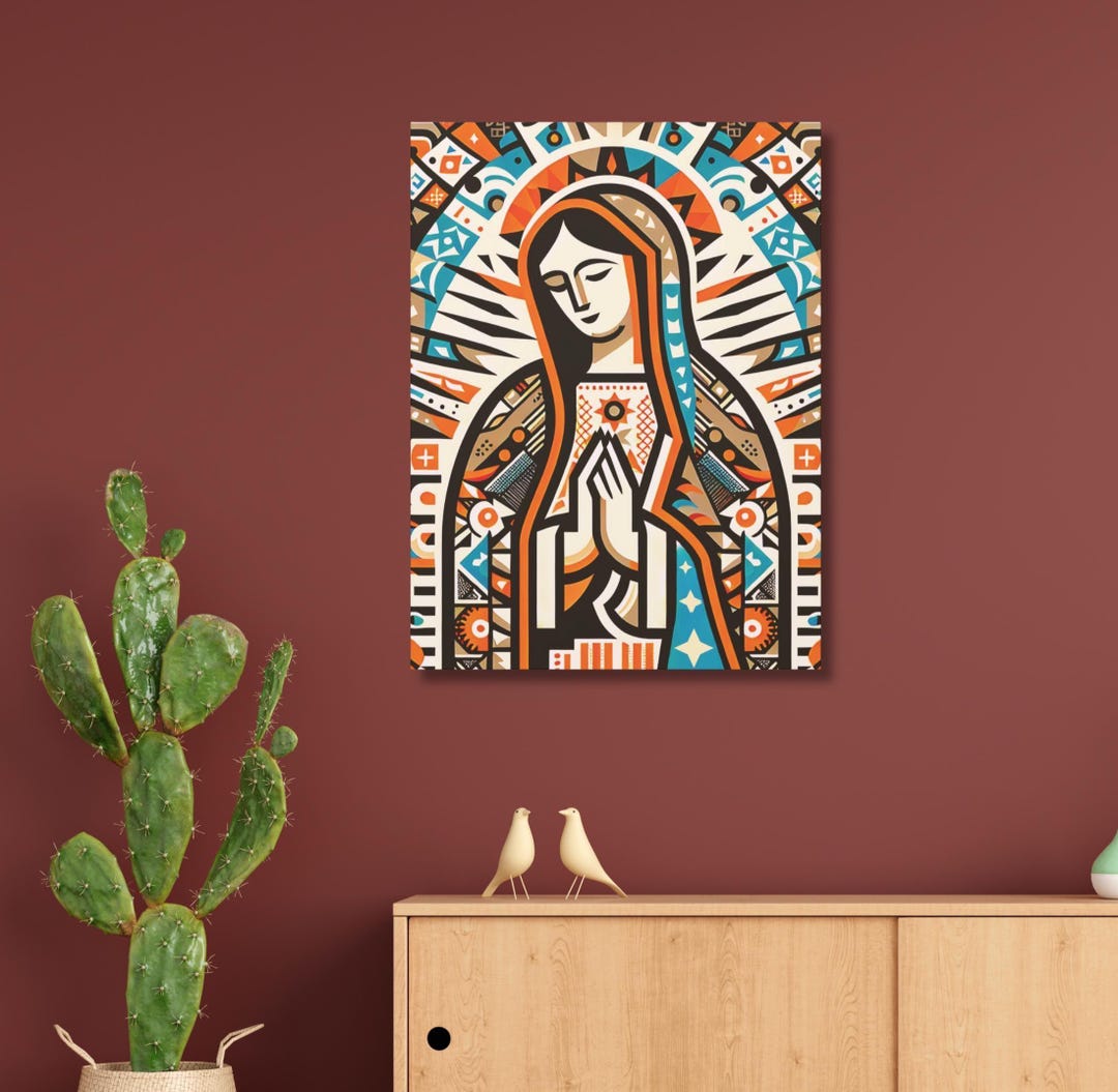 Our Lady of Guadalupe Canvas Print: Art Deco Virgin Mary Religious Wall ...