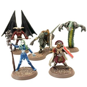 Heroes of Bleakwoode 5 Painted Miniatures Maliddons Prophecy Milton Bradley | Heroscape | Tabletop Figures | Fantasy Minis | 32mm