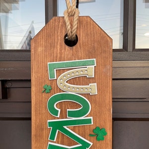 Wood Door Tag, Saint Patrick&#39;s Day Door Tag,  St. Pattys Day Front Door Decor, Saint Patrick&#39;s Day Wreath, Irish Decor