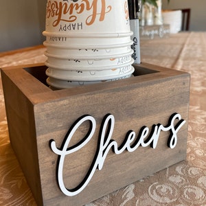 Cup Holder with Marker, Mark Your Cup & Drink Up, Plastic Cup Holder, Wood Cup Holder, Cup Organizer for BBQ , Housewarming Gift