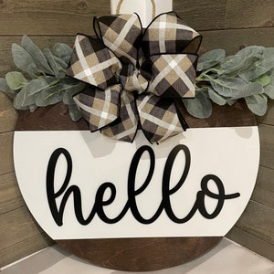 hello door sign, Welcome hello Round Door Hanger, 3D door decor,  hello door sign for front door, door wreath, Realtor Gift, Farmhouse Decor