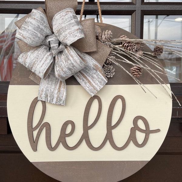 Winter door hanger, Glitter door wreath, hello door wreath, Winter door hanger, Autumn wreath, 3D letters